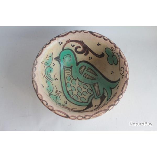 Coupe c�ramique Oiseau Artes� Manises Espagne