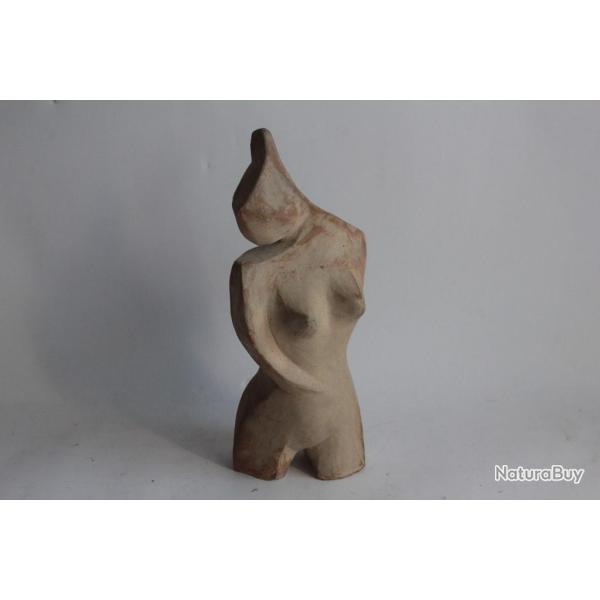 Sculpture terre cuite Torse Femme nue P Brun 98