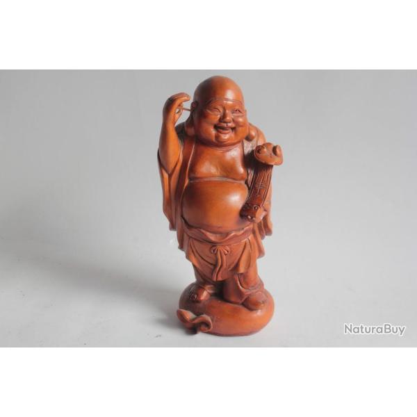 Bouddha rieur bois sculpt