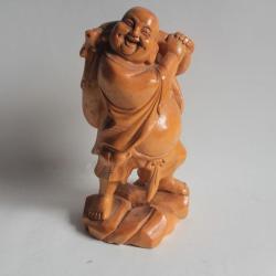 Bouddha rieur bois sculpté
