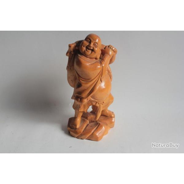 Bouddha rieur bois sculpt