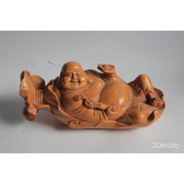 Bouddha rieur bois sculpt