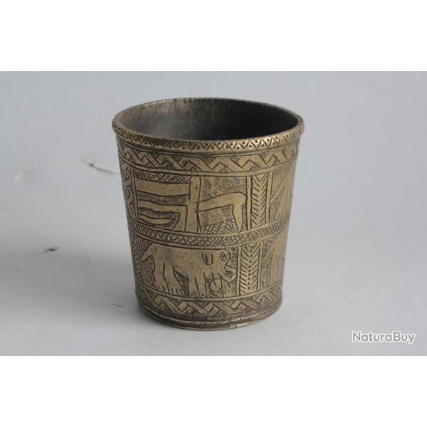 Gobelet laiton grav Lions lphants Afrique