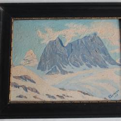 Tableau peinture Montagne Alpes Suisse E. Leemann 1932