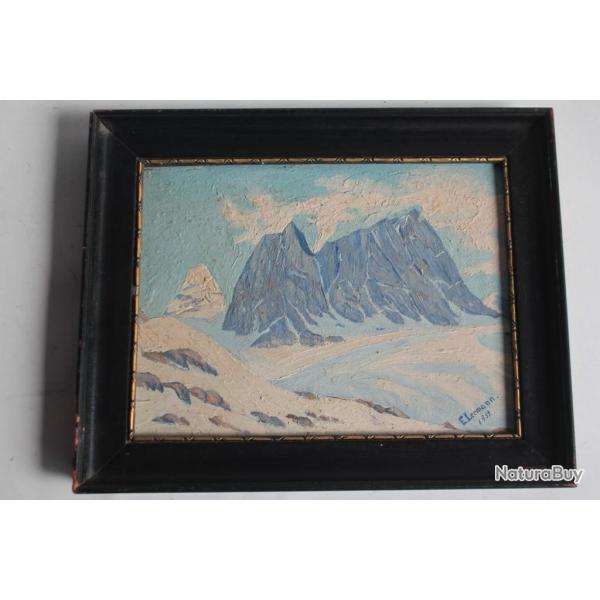 Tableau peinture Montagne Alpes Suisse E. Leemann 1932