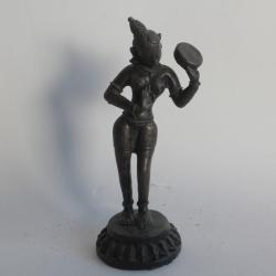 Statuette bronze Danseuse hindoue seins nus Inde