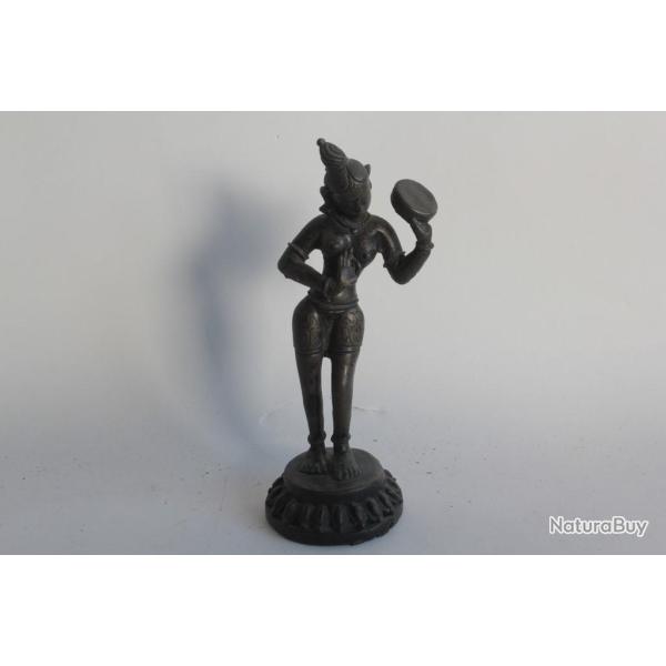 Statuette bronze Danseuse hindoue seins nus Inde