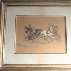 Dessin original attelage militaire Jeanneret 1845 XIXe siècle