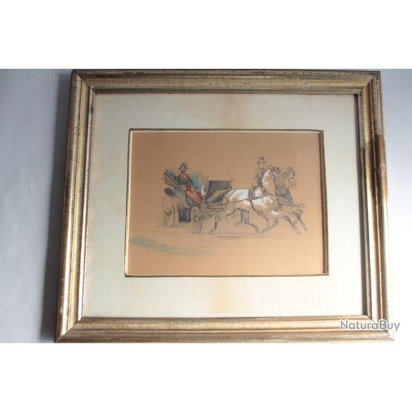 Dessin original attelage militaire Jeanneret 1845 XIXe si�cle