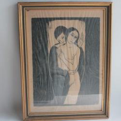 Lithographie originale Couple Hugo Gehlin