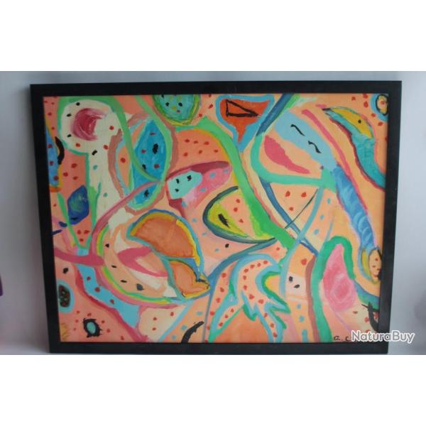 Peinture � l'huile Rose CHARREY