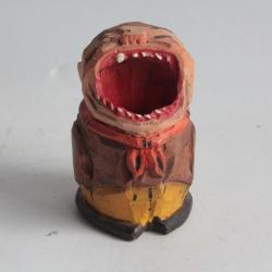 Porte cure dents anthropomorphe bois sculpté Toothpick holder big mouth Anri