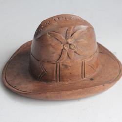 Encrier bois sculpté Chapeau Mont Pelerin Art populaire Suisse Forêt Noire