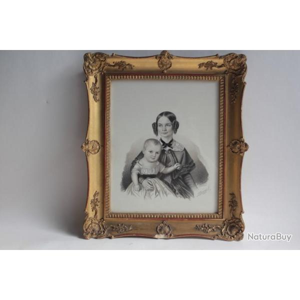 Dessin original crayon enfant Suisse Schweizer-Hirzel XIXe si�cle