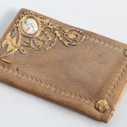 Portefeuille cuir Portrait émaillé Napoléon III