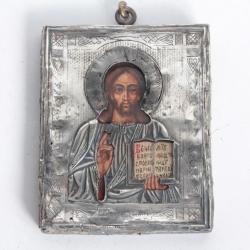 Ic&ocirc;ne orthodoxe argent Vierge &agrave; l'enfant