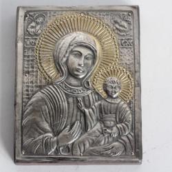 Ic&ocirc;ne orthodoxe argent Vierge &agrave; l'enfant