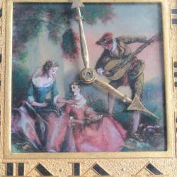 Montre de bureau scène galante émaillée Art Déco