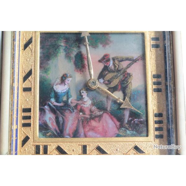 Montre de bureau scne galante maille Art Dco