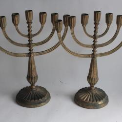 Paire de chandeliers Menorah