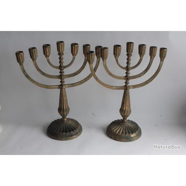 Paire de chandeliers Menorah