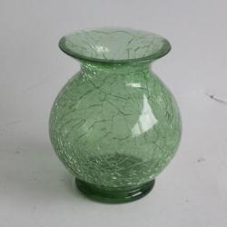 Petit vase verre craquel&eacute; &agrave; l'urane ouraline