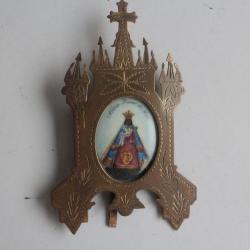 Peinture miniature sur porcelaine Notre Dame de Hal Vierge noire
