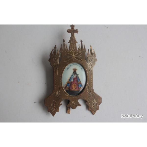 Peinture miniature sur porcelaine Notre Dame de Hal Vierge noire
