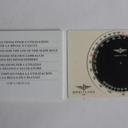 BREITLING livret notice montre règle à clacul