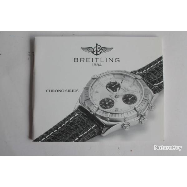 BREITLING livret notice montre Chono Sirius