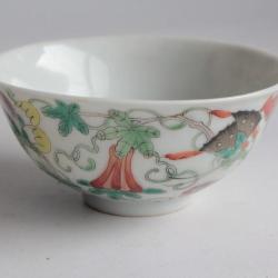 Bol porcelaine Famille rose Papillons Fleurs Chine