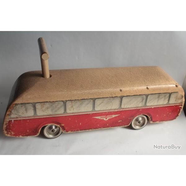 Ancien jouet  chevaucher Bus bois Chausson