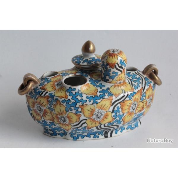 Encrier faence Desvres Gabriel Fourmaintraux