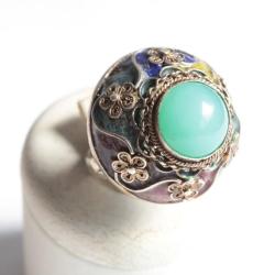 Bague argent vermeil &eacute;mail Chine