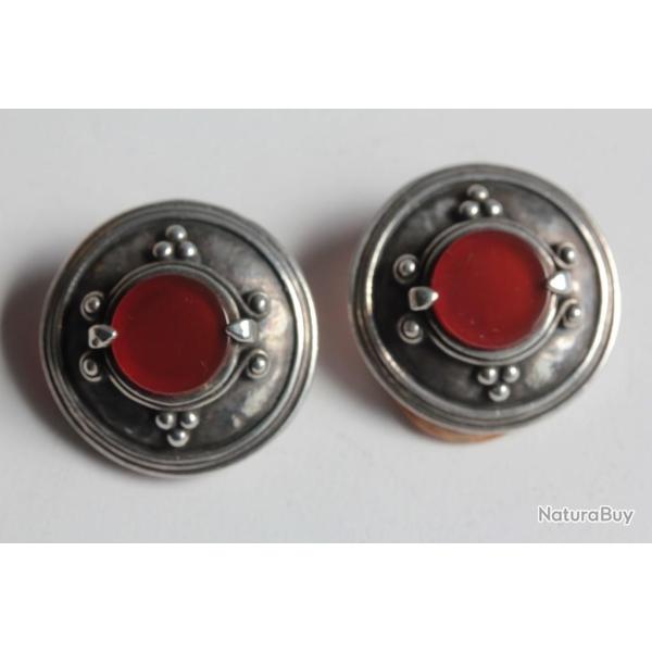 Clips d'oreilles ethniques vintage argent