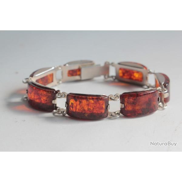 Bracelet argent et ambre Pologne