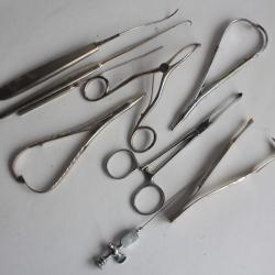 Lot Ancien Instrument médicale 9 outils divers chirurgie