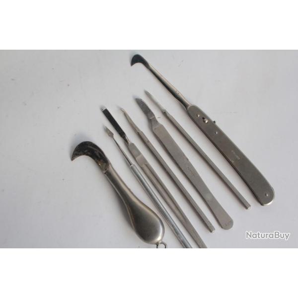 Lot Ancien Instrument mdicale 7 couteaux scalpels chirurgie
