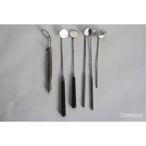 Lot Ancien Instrument mdicale 6 miroirs chirurgie