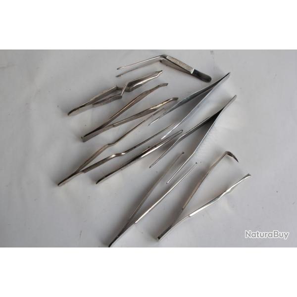 Lot Ancien Instrument mdicale 9 pinces chirurgie