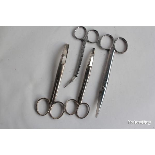 Lot Ancien Instrument m�dicale 4 ciseaux chirurgie