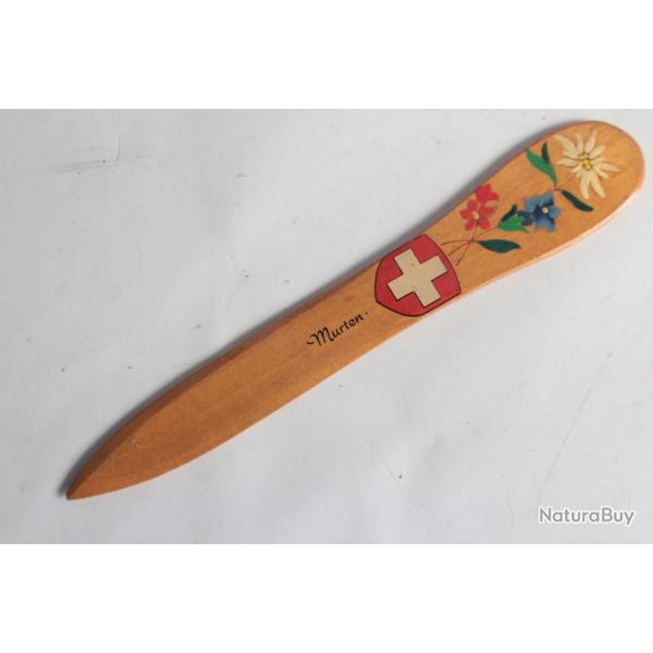 Ouvre lettre Coupe papier art populaire Suisse Edelweiss Murten