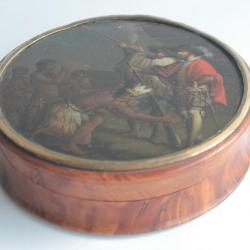 Boîte ronde loupe bois XIXe siècle conquête Espagnol