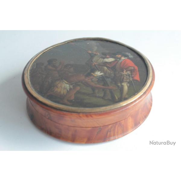 Bote ronde loupe bois XIXe sicle conqute Espagnol