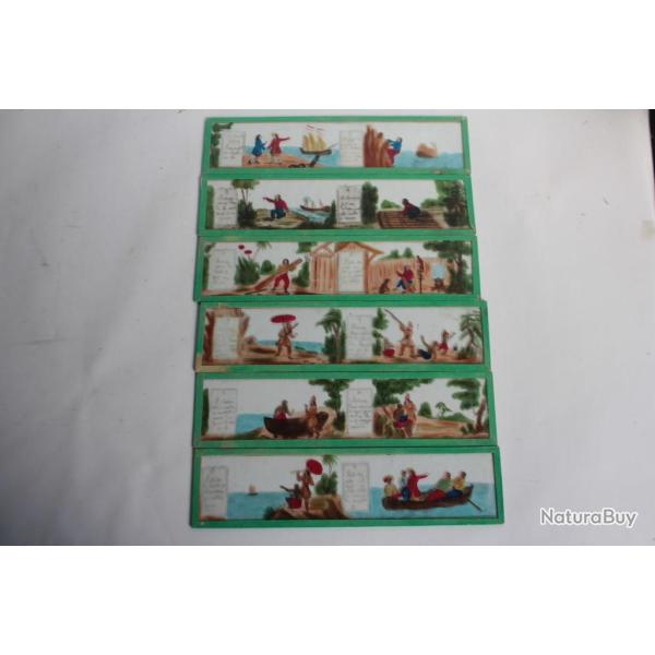 Plaques verre Lanterne magique Robinson Cruso