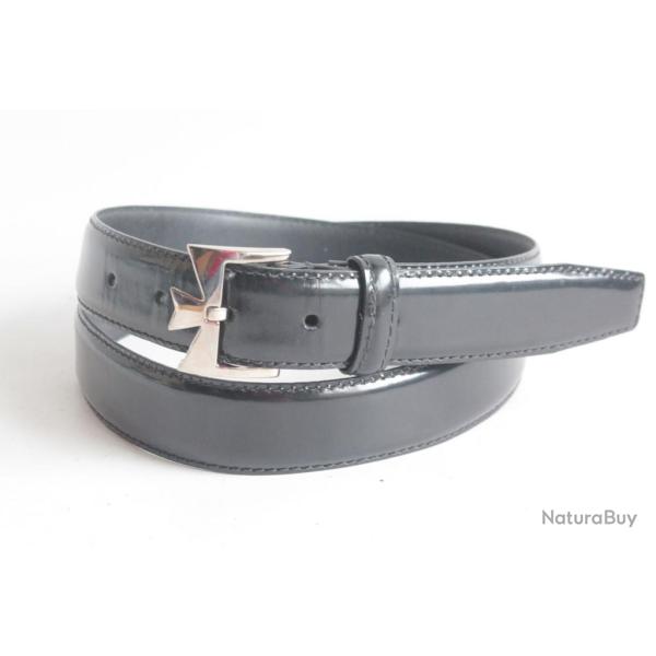 VACHERON CONSTANTIN Ceinture cuir vernis noir Schedoni