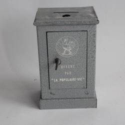 Ancienne tirelire métal coffre-fort La Populaire-Vie