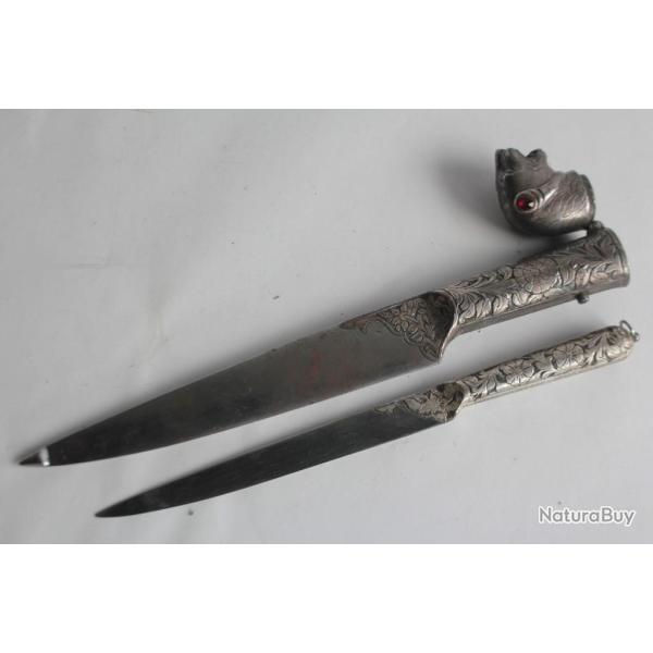 Couteau grav� Tigre Indo-persan XIXe si�cle