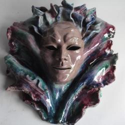 Grand Masque céramique émaillée AL art décoratif
