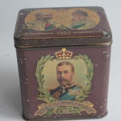 Boîte tôle lithographiée Thé Roi Edward VII reine Alexandra 1902